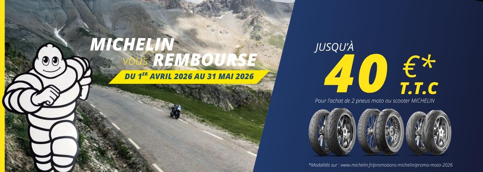 Jusqu’à 40 €* offerts sur vos pneus moto ou scooter Michelin !