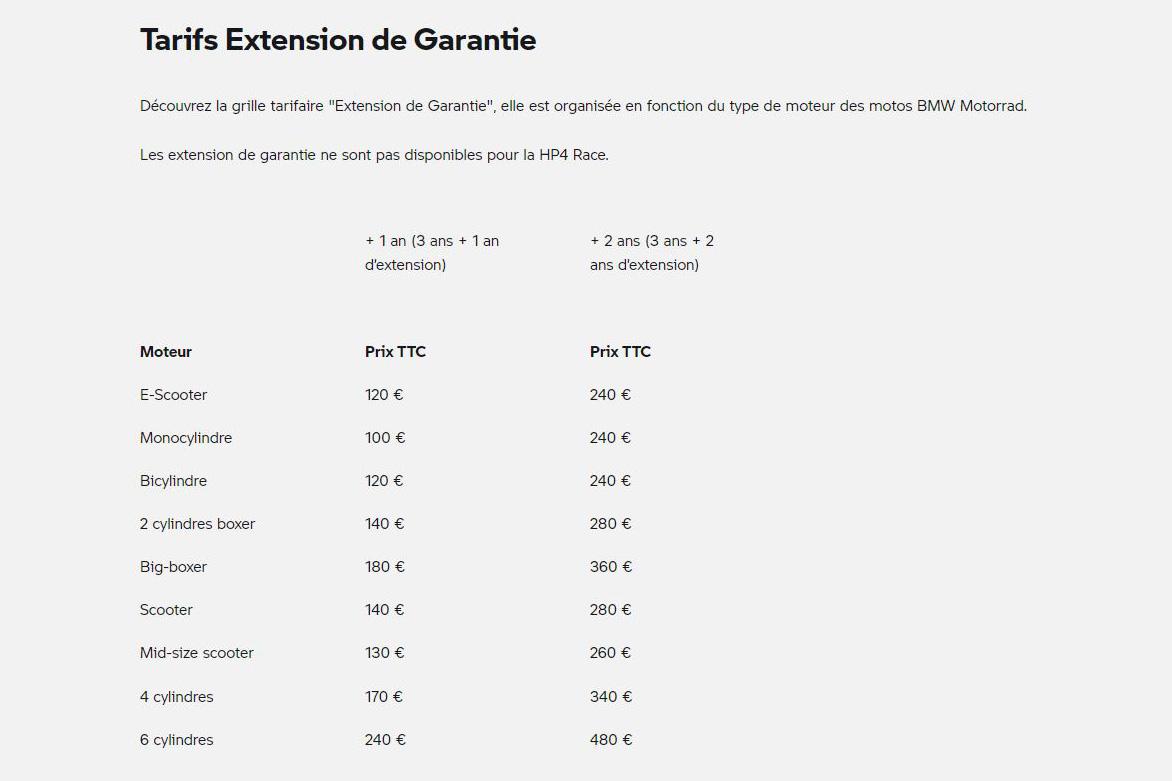 Extension de garantie BMW Motorrad'