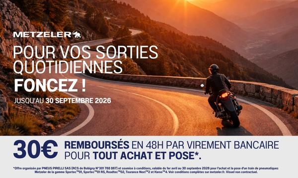 30 € remboursés sur vos pneus Metzeler !